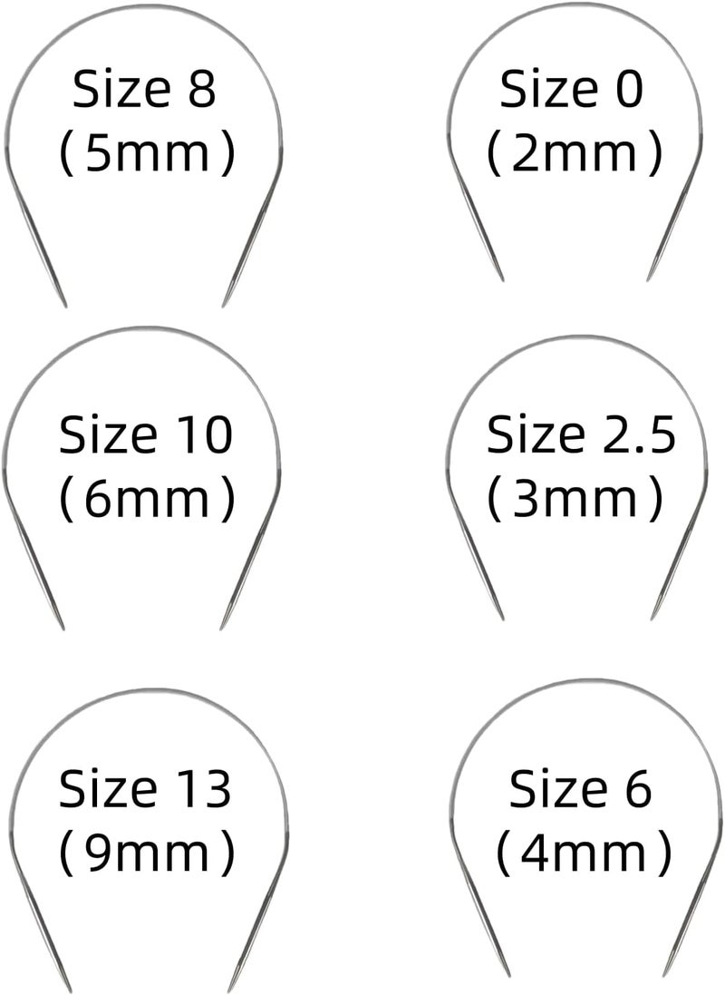 forebile Stainless Steel Circular Knitting Needles Set Round Metal 16 Inch Kit Size （0/2.5/6/8/10/13） - Image 2